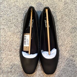 Toms Black Leather Ballet Flats